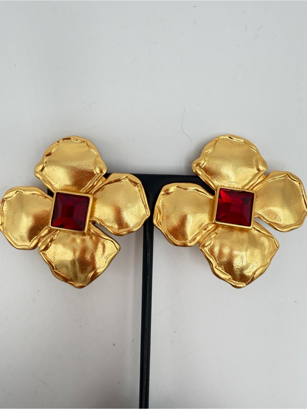 Vintage Maison Goossens Yves Saint Laurent YSL Gold Clip-on Earrings Circa 1980s